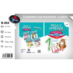 Pack 24 uds. PEGA Y APRENDE - REPASO ESCOLAR Nº4 Inglés +4 AÑOS.
